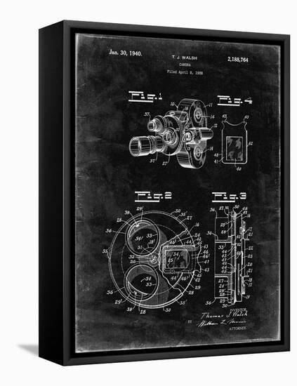 PP198- Black Grunge Bell and Howell Color Filter Camera Patent Poster-Cole Borders-Framed Stretched Canvas