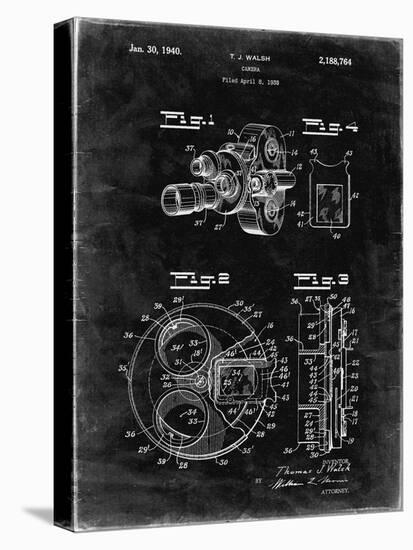 PP198- Black Grunge Bell and Howell Color Filter Camera Patent Poster-Cole Borders-Stretched Canvas