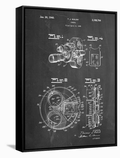 PP198- Chalkboard Bell and Howell Color Filter Camera Patent Poster-Cole Borders-Framed Stretched Canvas