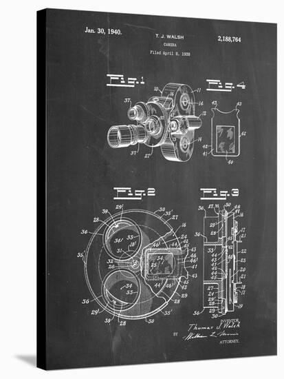 PP198- Chalkboard Bell and Howell Color Filter Camera Patent Poster-Cole Borders-Stretched Canvas