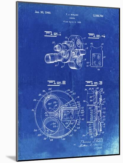 PP198- Faded Blueprint Bell and Howell Color Filter Camera Patent Poster-Cole Borders-Mounted Giclee Print