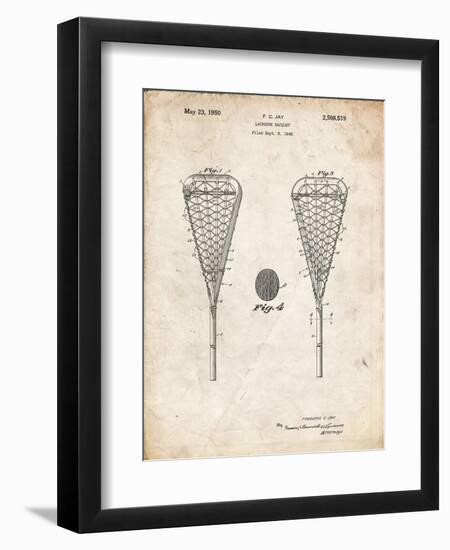 PP199- Vintage Parchment Lacrosse Stick 1948 Patent Poster-Cole Borders-Framed Premium Giclee Print