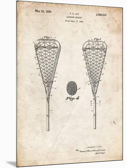 PP199- Vintage Parchment Lacrosse Stick 1948 Patent Poster-Cole Borders-Mounted Giclee Print