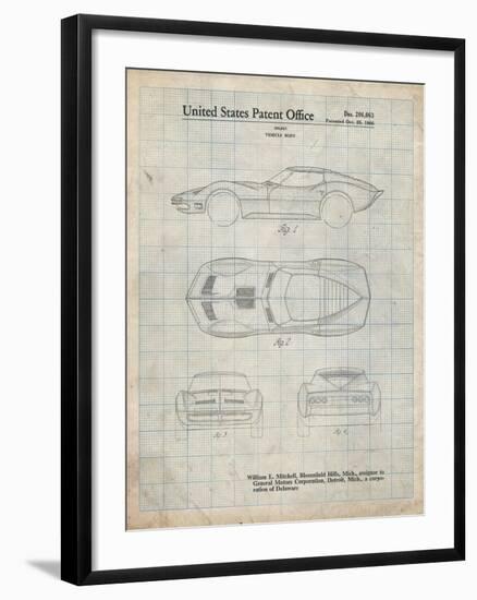 PP21 Antique Grid Parchment-Borders Cole-Framed Giclee Print