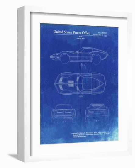 PP21 Faded Blueprint-Borders Cole-Framed Giclee Print