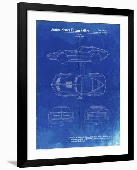 PP21 Faded Blueprint-Borders Cole-Framed Giclee Print