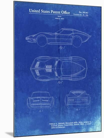 PP21 Faded Blueprint-Borders Cole-Mounted Giclee Print