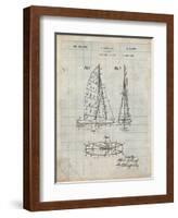 PP216-Antique Grid Parchment Schlumpf Sailboat Patent Poster-Cole Borders-Framed Giclee Print