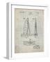 PP216-Antique Grid Parchment Schlumpf Sailboat Patent Poster-Cole Borders-Framed Giclee Print