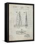 PP216-Antique Grid Parchment Schlumpf Sailboat Patent Poster-Cole Borders-Framed Stretched Canvas