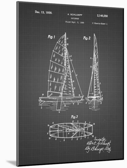 PP216-Black Grid Schlumpf Sailboat Patent Poster-Cole Borders-Mounted Giclee Print