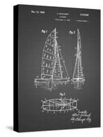 PP216-Black Grid Schlumpf Sailboat Patent Poster-Cole Borders-Stretched Canvas