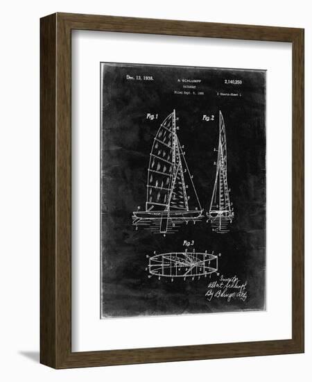 PP216-Black Grunge Schlumpf Sailboat Patent Poster-Cole Borders-Framed Giclee Print