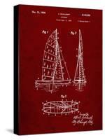 PP216-Burgundy Schlumpf Sailboat Patent Poster-Cole Borders-Stretched Canvas