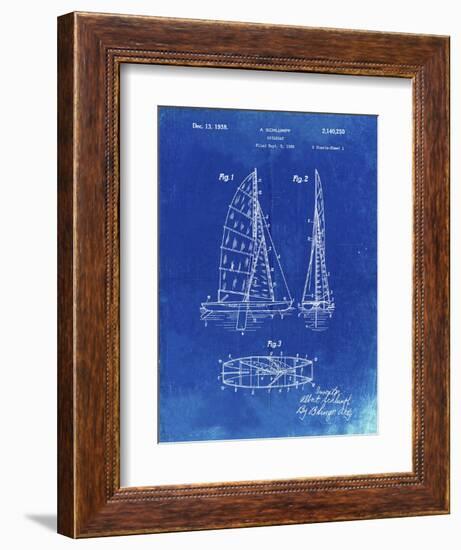 PP216-Faded Blueprint Schlumpf Sailboat Patent Poster-Cole Borders-Framed Giclee Print