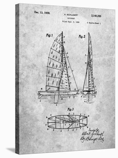 PP216-Slate Schlumpf Sailboat Patent Poster-Cole Borders-Stretched Canvas