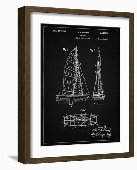PP216-Vintage Black Schlumpf Sailboat Patent Poster-Cole Borders-Framed Giclee Print