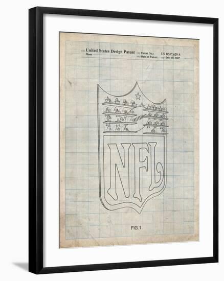 PP217-Antique Grid Parchment NFL Display Patent Poster-Cole Borders-Framed Giclee Print