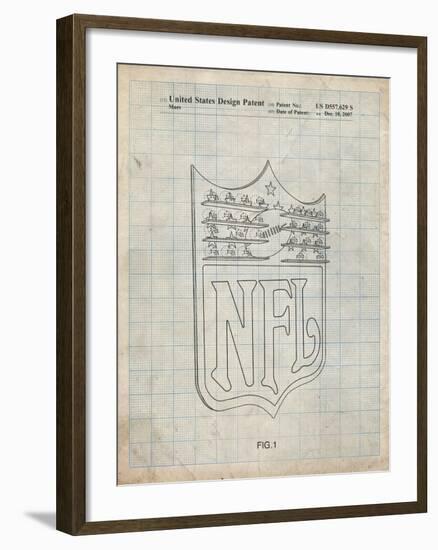 PP217-Antique Grid Parchment NFL Display Patent Poster-Cole Borders-Framed Giclee Print