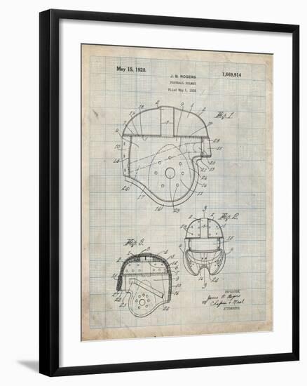 PP218-Antique Grid Parchment Football Helmet 1925 Patent Poster-Cole Borders-Framed Giclee Print