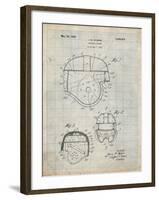 PP218-Antique Grid Parchment Football Helmet 1925 Patent Poster-Cole Borders-Framed Giclee Print