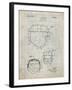 PP218-Antique Grid Parchment Football Helmet 1925 Patent Poster-Cole Borders-Framed Giclee Print