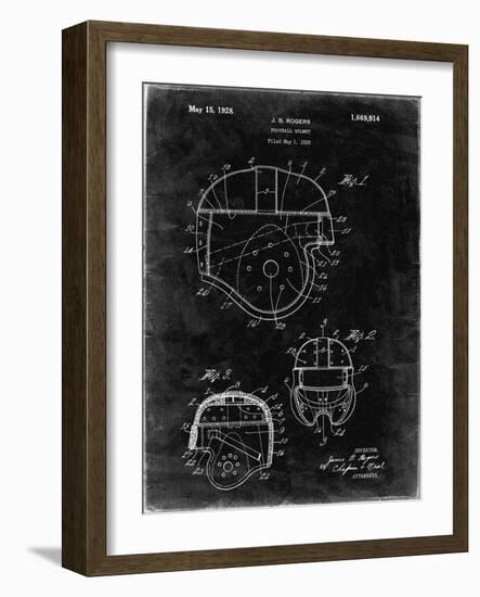 PP218-Black Grunge Football Helmet 1925 Patent Poster-Cole Borders-Framed Giclee Print