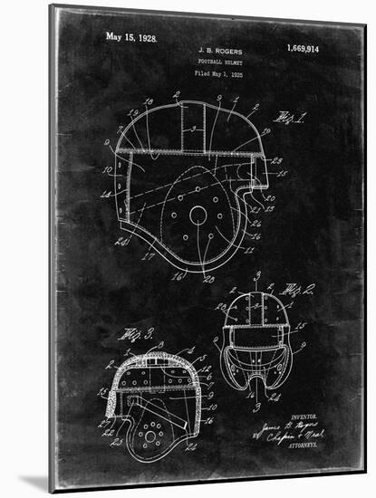 PP218-Black Grunge Football Helmet 1925 Patent Poster-Cole Borders-Mounted Giclee Print