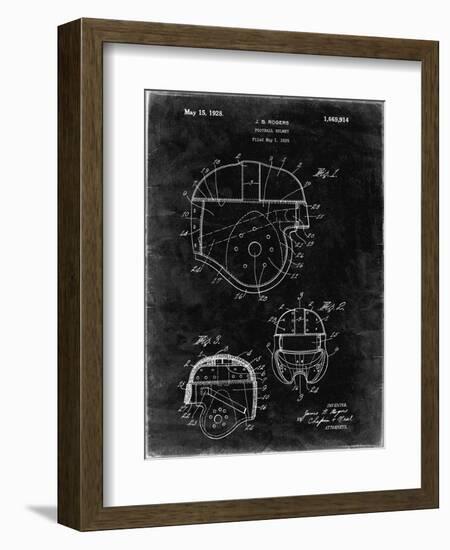 PP218-Black Grunge Football Helmet 1925 Patent Poster-Cole Borders-Framed Giclee Print