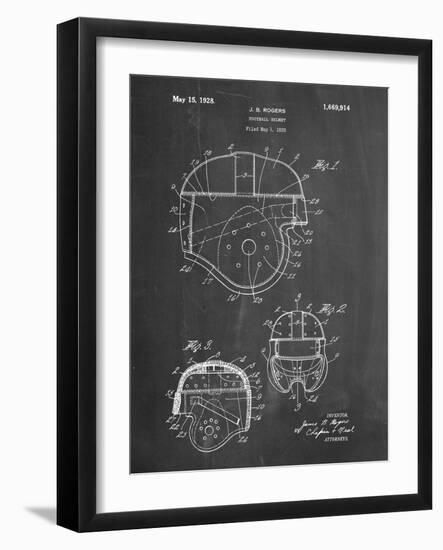 PP218-Chalkboard Football Helmet 1925 Patent Poster-Cole Borders-Framed Giclee Print