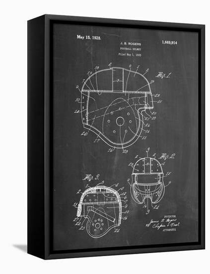 PP218-Chalkboard Football Helmet 1925 Patent Poster-Cole Borders-Framed Stretched Canvas