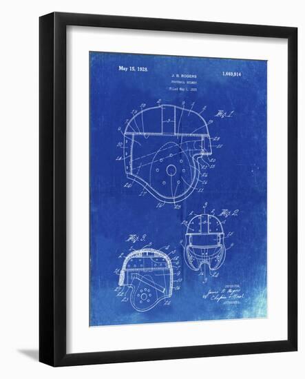 PP218-Faded Blueprint Football Helmet 1925 Patent Poster-Cole Borders-Framed Giclee Print