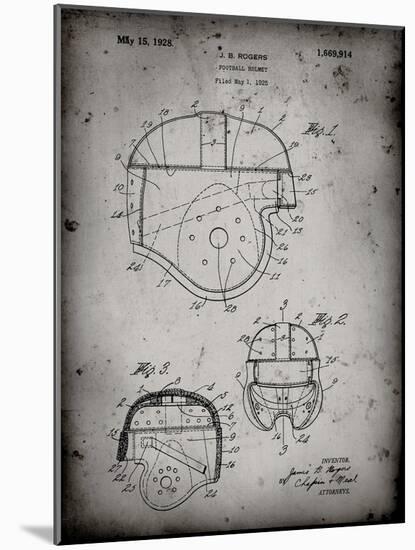 PP218-Faded Grey Football Helmet 1925 Patent Poster-Cole Borders-Mounted Giclee Print