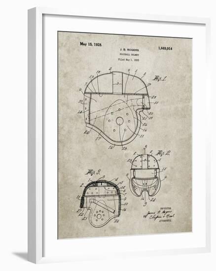 PP218-Sandstone Football Helmet 1925 Patent Poster-Cole Borders-Framed Giclee Print