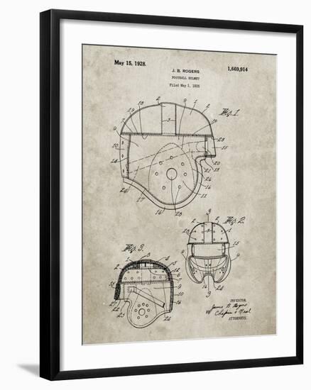 PP218-Sandstone Football Helmet 1925 Patent Poster-Cole Borders-Framed Giclee Print