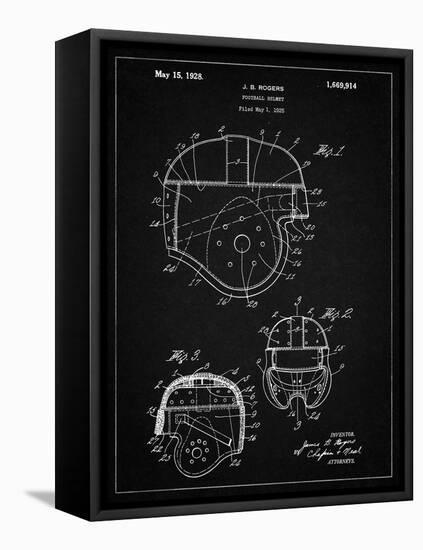 PP218-Vintage Black Football Helmet 1925 Patent Poster-Cole Borders-Framed Stretched Canvas