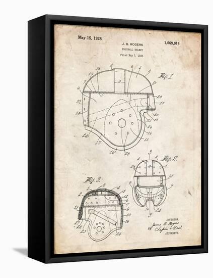 PP218-Vintage Parchment Football Helmet 1925 Patent Poster-Cole Borders-Framed Stretched Canvas