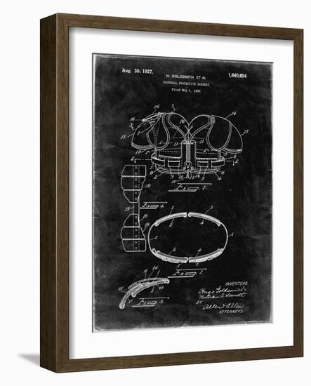 PP219-Black Grunge Football Shoulder Pads 1925 Patent Poster-Cole Borders-Framed Giclee Print