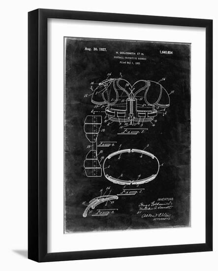 PP219-Black Grunge Football Shoulder Pads 1925 Patent Poster-Cole Borders-Framed Giclee Print