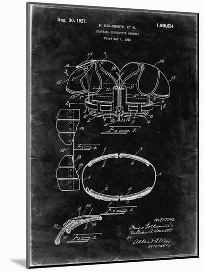 PP219-Black Grunge Football Shoulder Pads 1925 Patent Poster-Cole Borders-Mounted Giclee Print