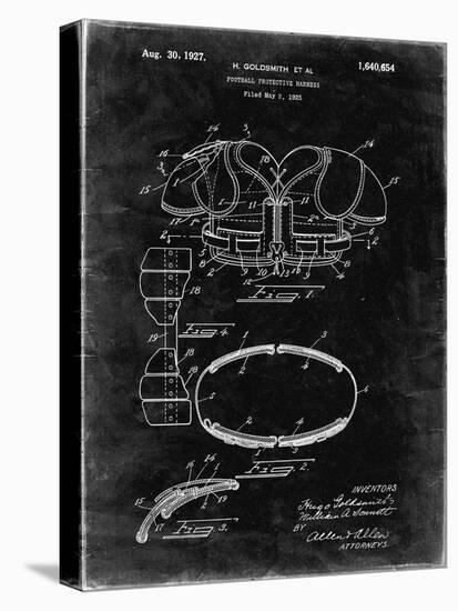 PP219-Black Grunge Football Shoulder Pads 1925 Patent Poster-Cole Borders-Stretched Canvas