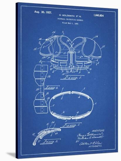 PP219-Blueprint Football Shoulder Pads 1925 Patent Poster-Cole Borders-Stretched Canvas