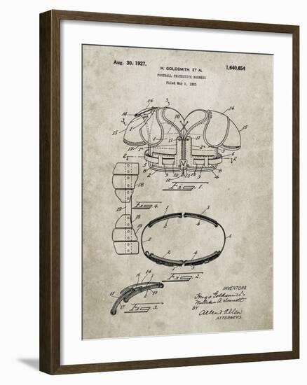 PP219-Sandstone Football Shoulder Pads 1925 Patent Poster-Cole Borders-Framed Giclee Print