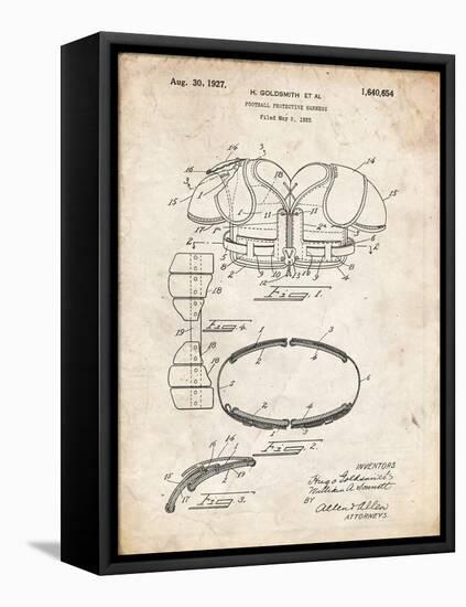 PP219-Vintage Parchment Football Shoulder Pads 1925 Patent Poster-Cole Borders-Framed Stretched Canvas