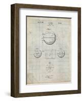 PP222-Antique Grid Parchment Basketball 1929 Game Ball Patent Poster-Cole Borders-Framed Giclee Print