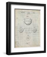 PP222-Antique Grid Parchment Basketball 1929 Game Ball Patent Poster-Cole Borders-Framed Giclee Print