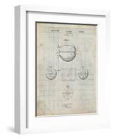 PP222-Antique Grid Parchment Basketball 1929 Game Ball Patent Poster-Cole Borders-Framed Giclee Print