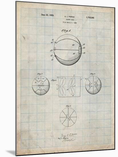 PP222-Antique Grid Parchment Basketball 1929 Game Ball Patent Poster-Cole Borders-Mounted Giclee Print