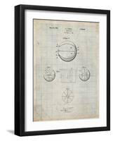 PP222-Antique Grid Parchment Basketball 1929 Game Ball Patent Poster-Cole Borders-Framed Giclee Print