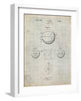 PP222-Antique Grid Parchment Basketball 1929 Game Ball Patent Poster-Cole Borders-Framed Giclee Print